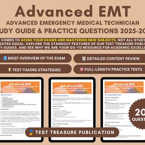 Studiegids AEMT-examen 2025-2026: voorbereiding op NREMT-certificering, 2 oefentests (digitale download)