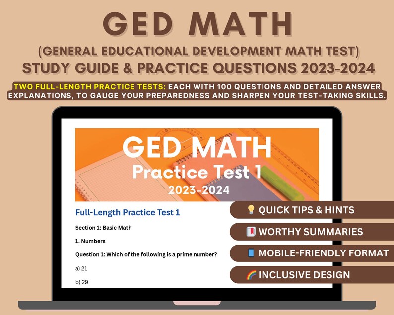 GED Math Prep 20232024 Indepth Content Review, Practice Tests & Exam