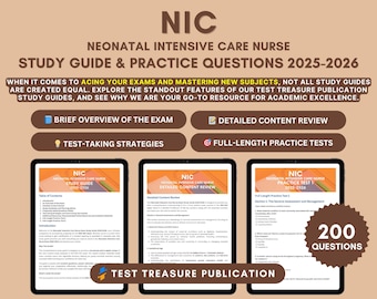 NIC Nurse Exam Study Guide 2025-2026: Practice Tests & Content Review (Digital Download)