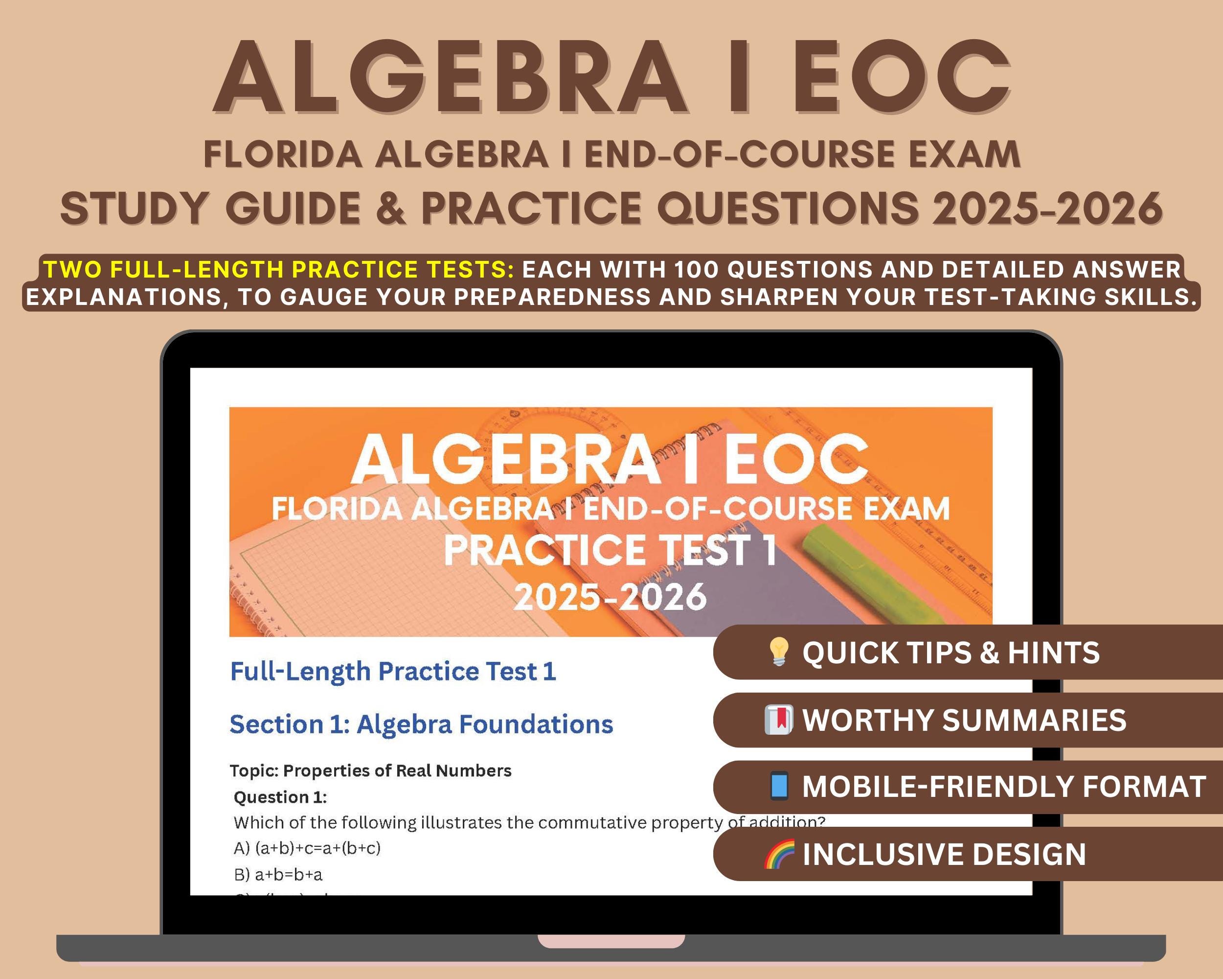 Florida Algebra 1 EOC Study Guide: Practice Tests & Content Review ...