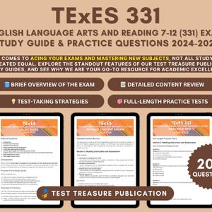 TExES English Sprachkunst und Lesen 7–12 (331) Studienführer 2024–2025: Lehrerzertifizierung in Texas mit ausführlichen Prüfungs- und Übungstests