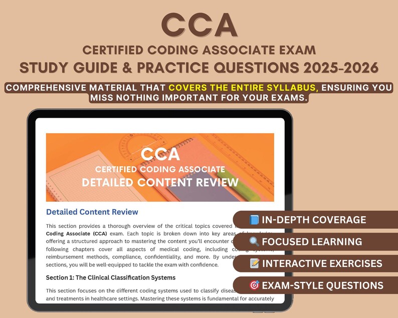 CCA Exam Study Guide 2025-2026: Medical Coding Certification - Etsy