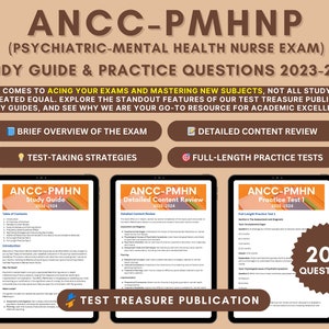 Psychiatric Mental Health Nursing Study Guide: ANCC PMHNP Exam Practice Test, Nursing Exam Prep, Nursing Notes, ANCC Exam, Nursing Test Prep