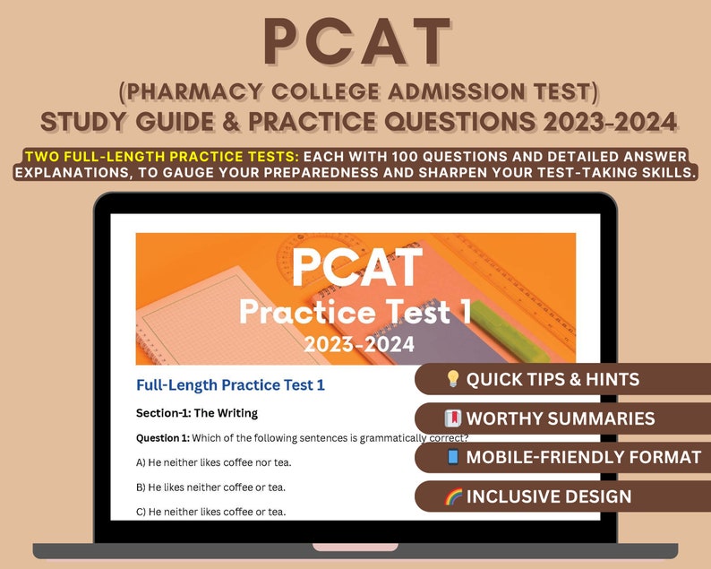 PCAT Study Guide 20232024 Indepth Content Review, 2 Practice Tests