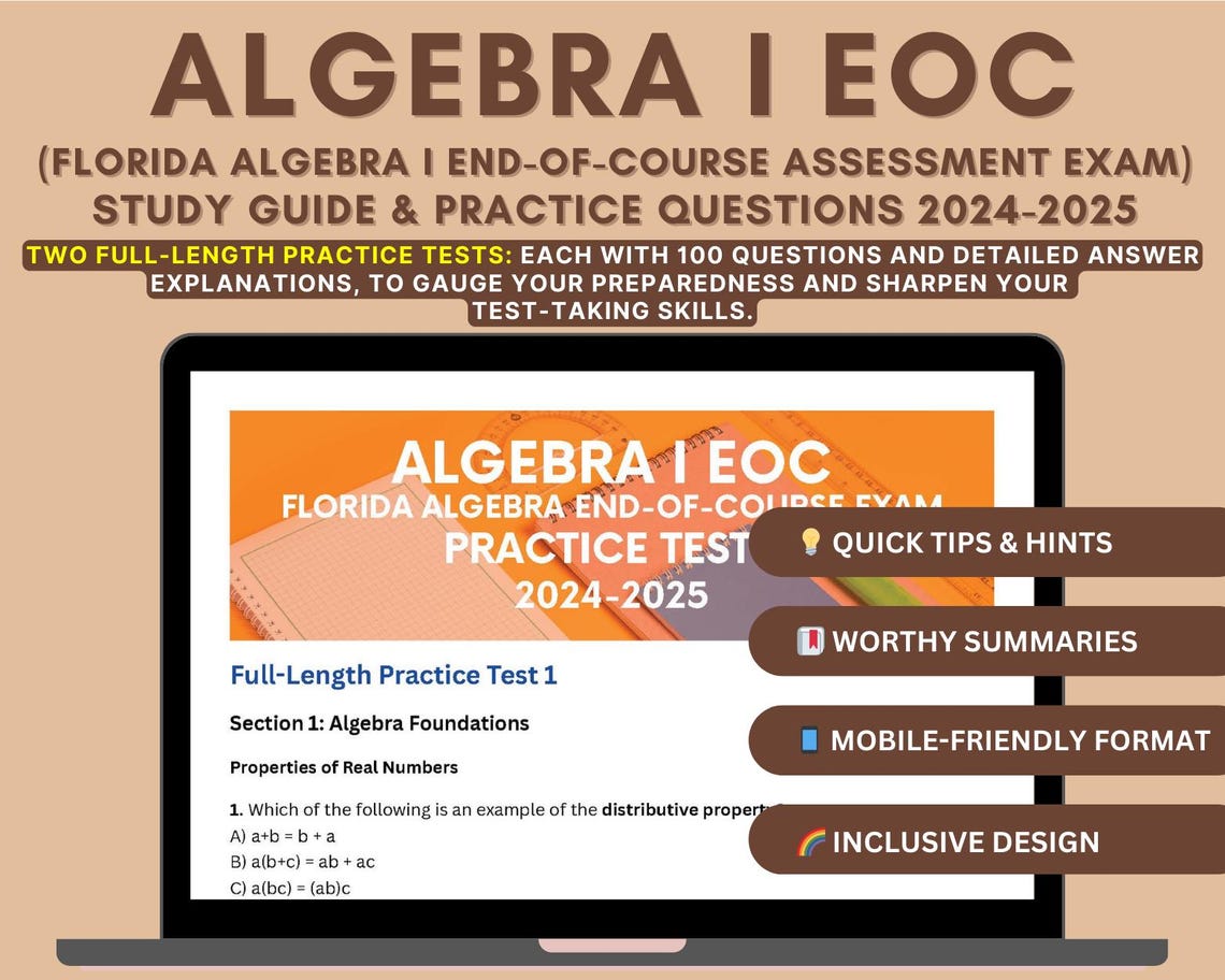 Florida Algebra I End-of-course (EOC) Study Guide 2024-2025: Detailed ...