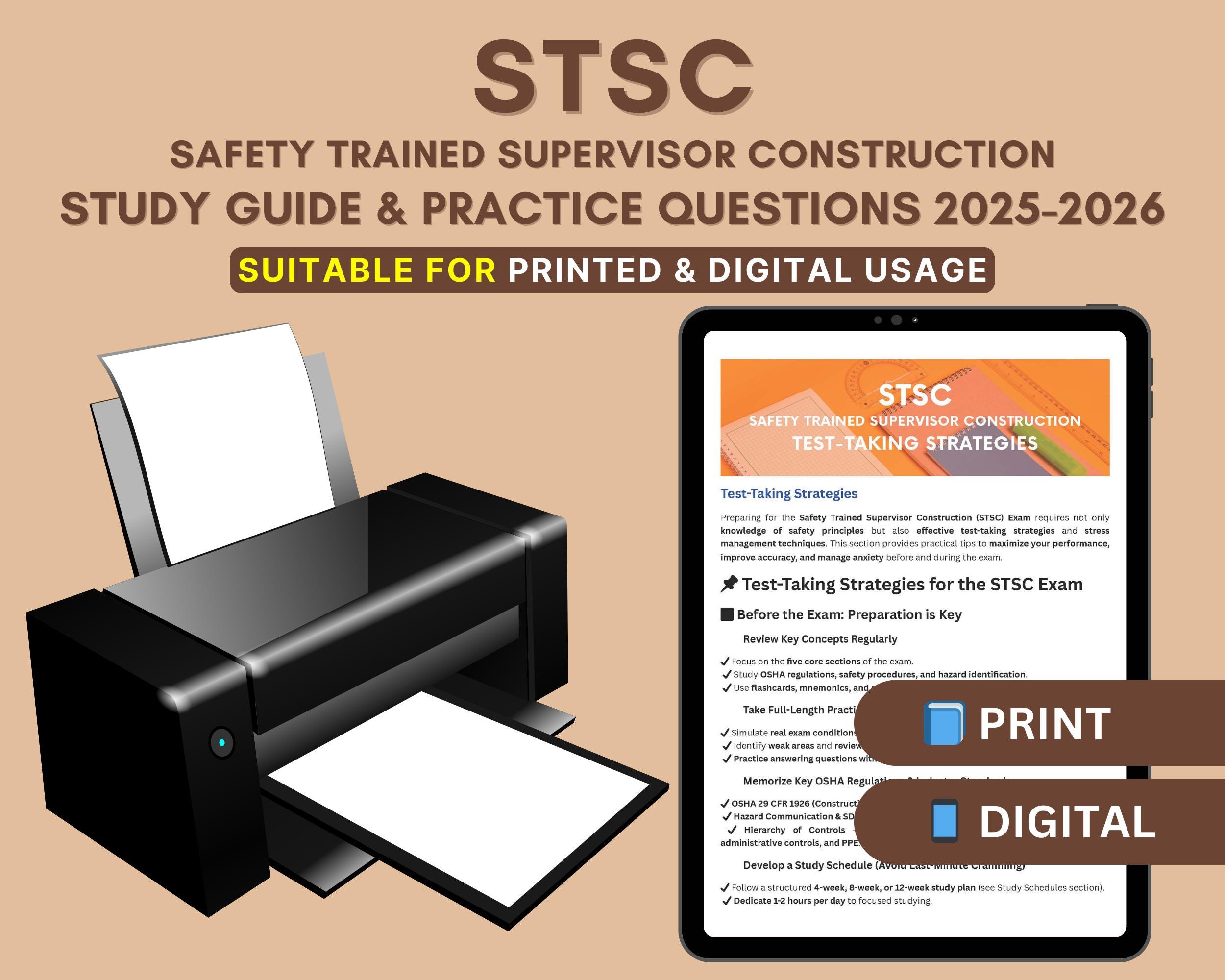 STSC Exam Study Guide 2025-2026: Construction Safety Certification Prep (digital Download - Etsy
