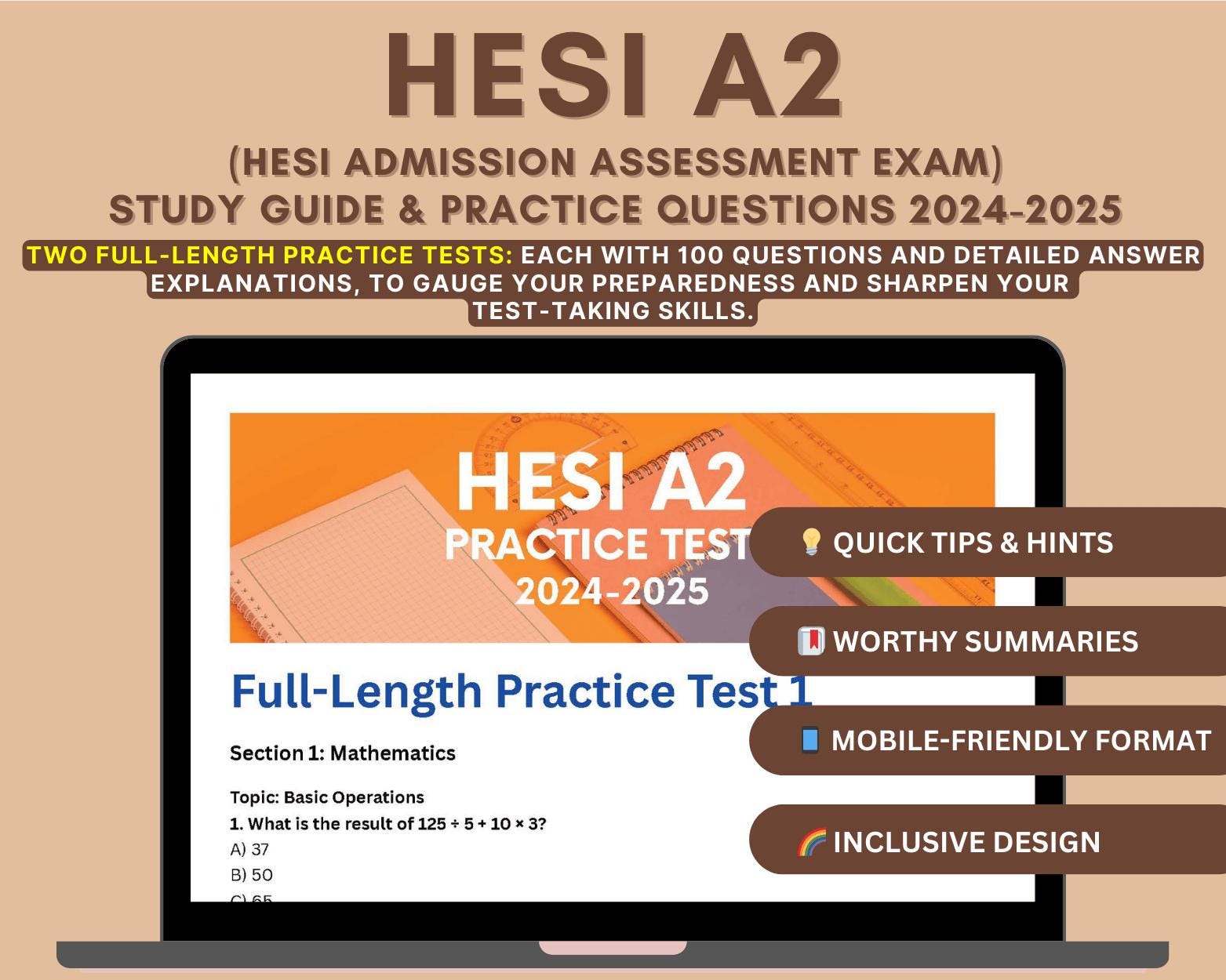 HESI A2 Exam Study Guide 2024-2025: Detailed Content Review, Practice ...