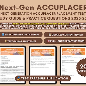 ACCUPLACER Study Guide 2025-2026: Math, Reading, Writing + 2 Practice Tests (Digital Download)
