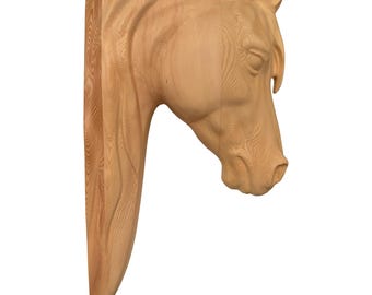 Carved Cedar Horse Head Corbel | Large Wood Corbel with Mounting System | Rustic Western Home Decor.  Made when ordered.