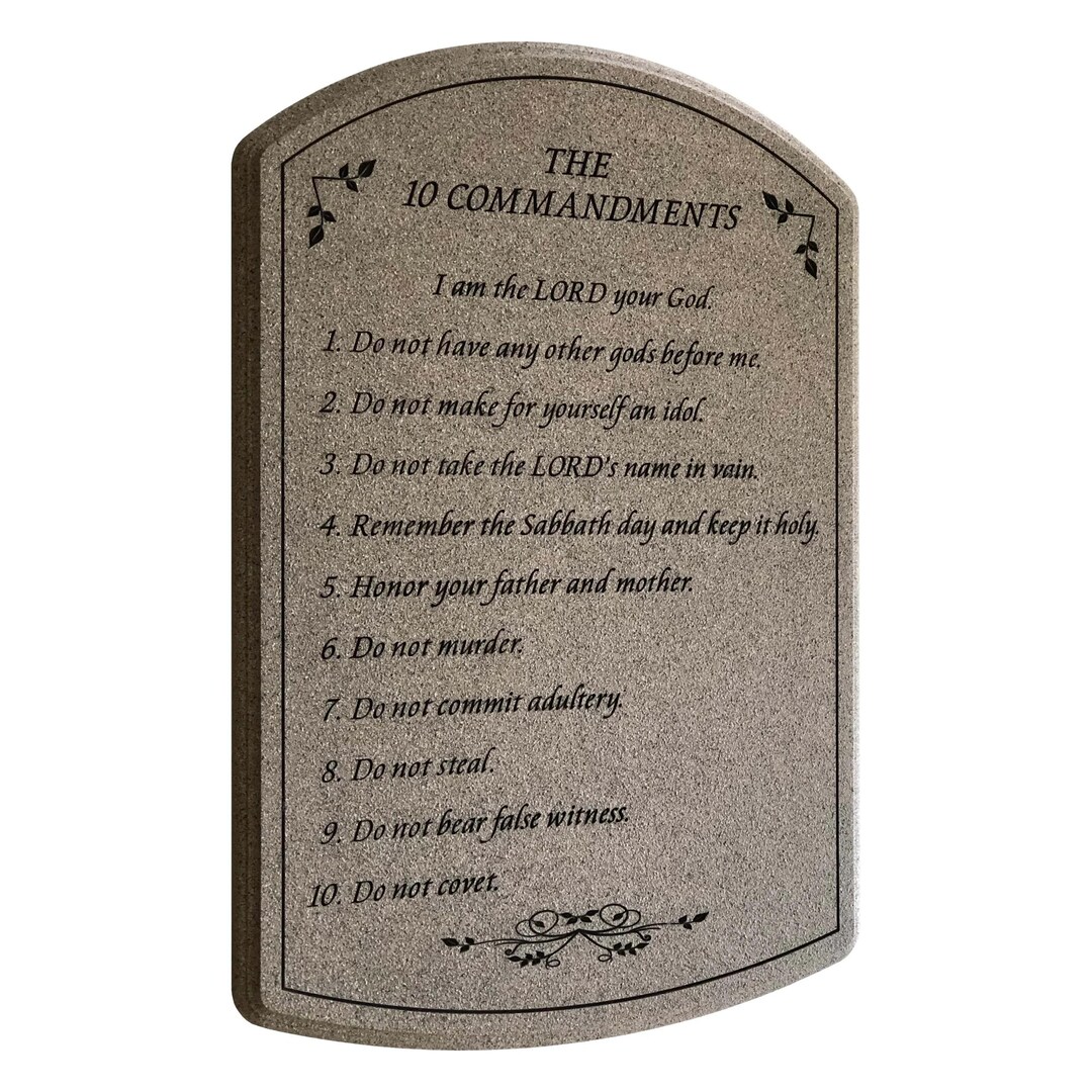 Ten Commandments Fancy Ten Commandments Tablet Plaque: Beige Granite and Black Text Finish ...