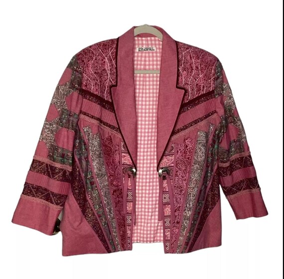 Handcrafted Quilt Jacket XL Patchwork Multicolor … - image 1