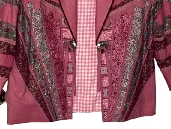 Handcrafted Quilt Jacket XL Patchwork Multicolor … - image 3