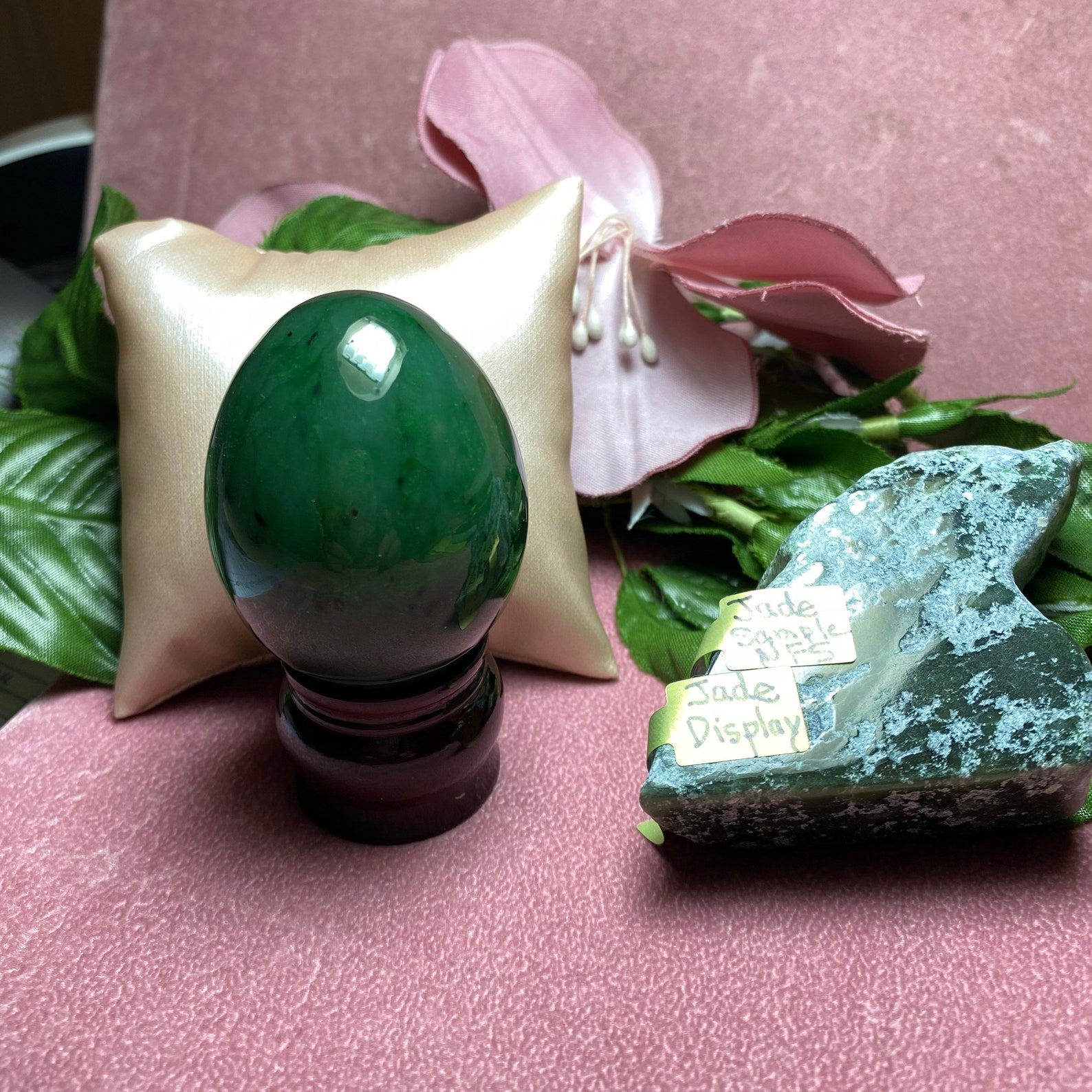 Jade Egg Figurine 2 of Carved out Jade Etsy