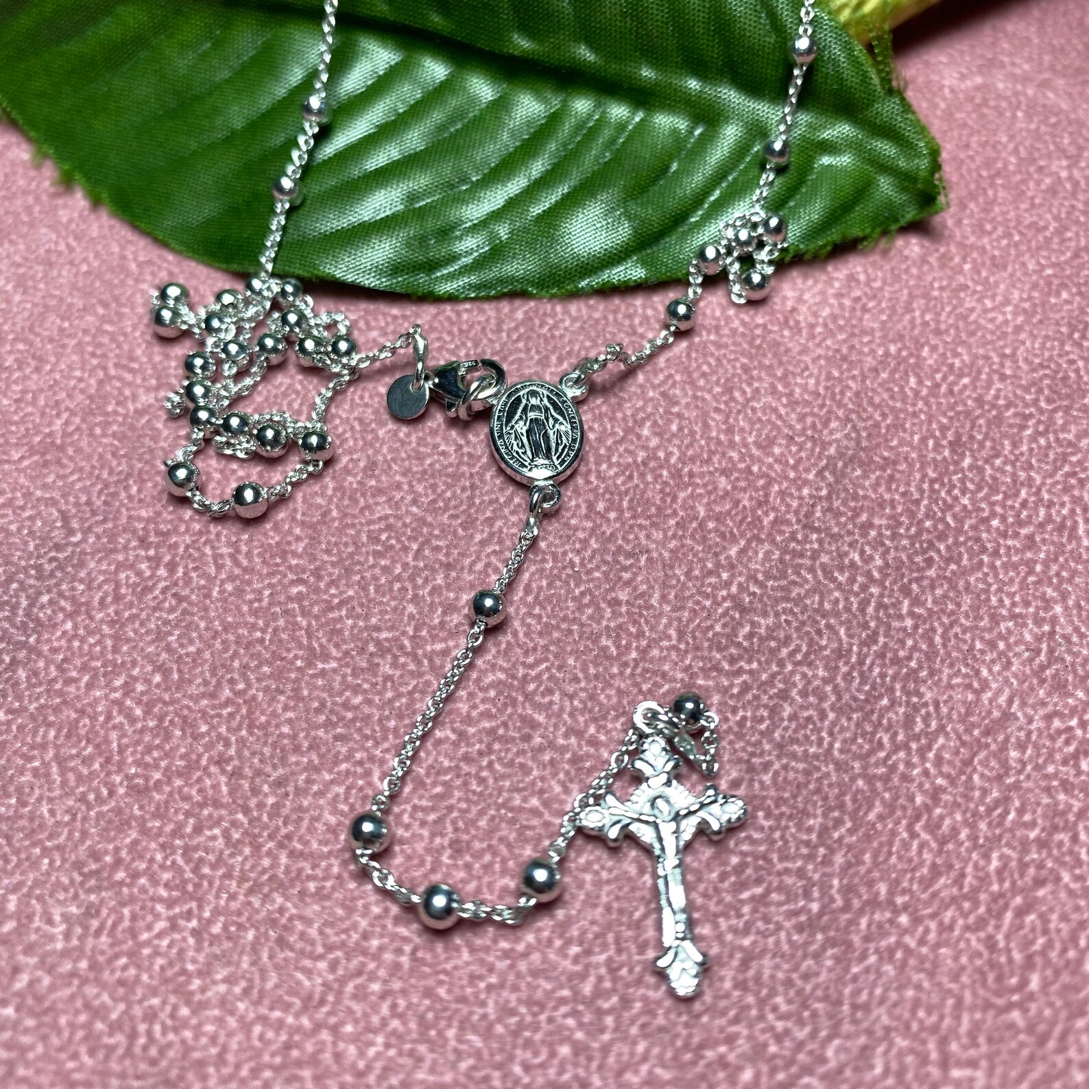 Rosary Necklace in Sterling Silver 24 Etsy
