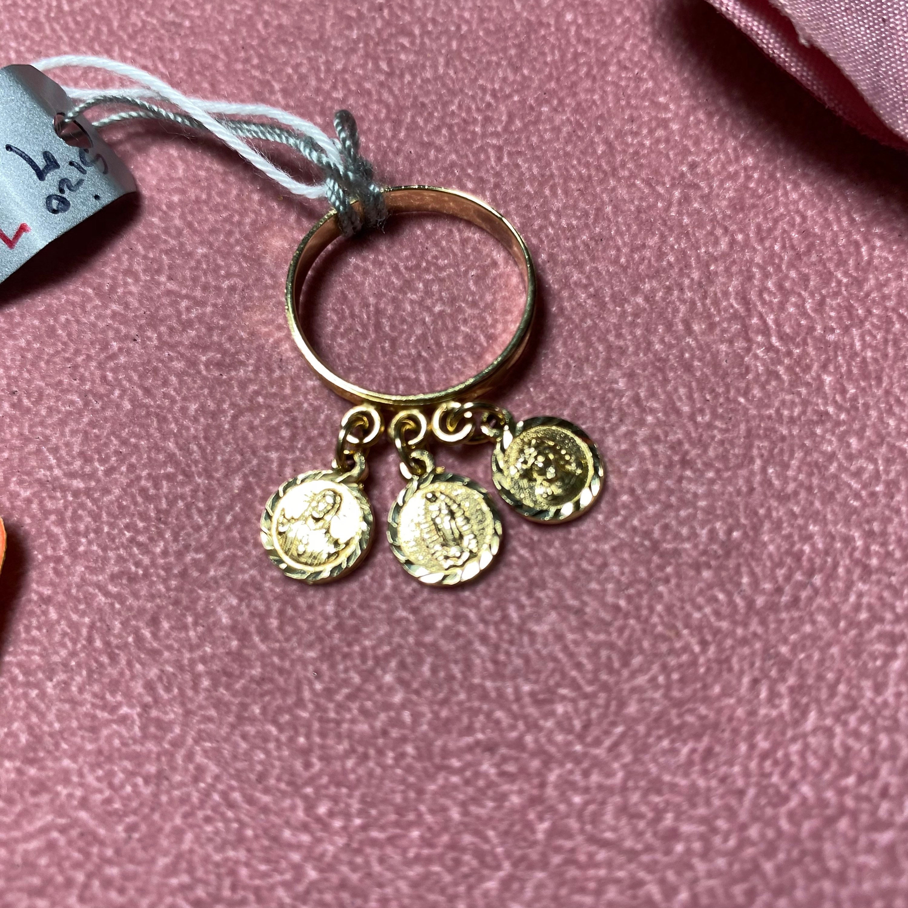 14kt Gold Religious Dangle Ring Size 7 Price Reduced Etsy