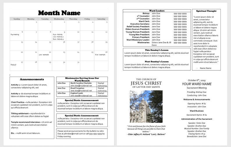Lds Sacrament Meeting Program Template