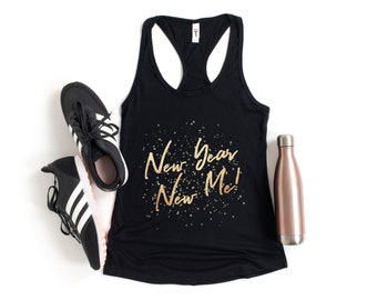 New Year New Me Racerback Workout Tank, Gym Mom Shirt