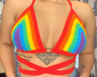 Arachne Top - Rainbow Crochet Top - 100% Cotton - Custom & Handmade - Festival Summer Top - Custom Sizes And Colors Available