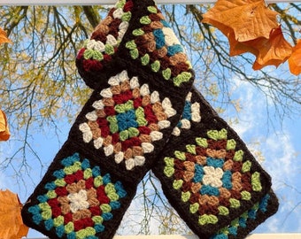 Autumn Granny Square Scarf - Fall Colors - Classic, Cozy & Timeless - 3-5 Day Processing Time - Expedited Ship Available!