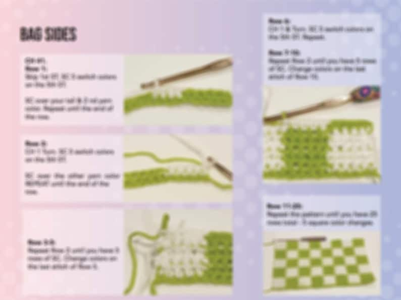 Crochet Checkered Handbag PDF File Pattern 90s Y2K Pattern Instructions image 4