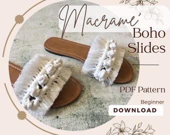Macrame Slides Tutorial for Beginners, Macrame Sandals, Crochet Sandals - Instant Download