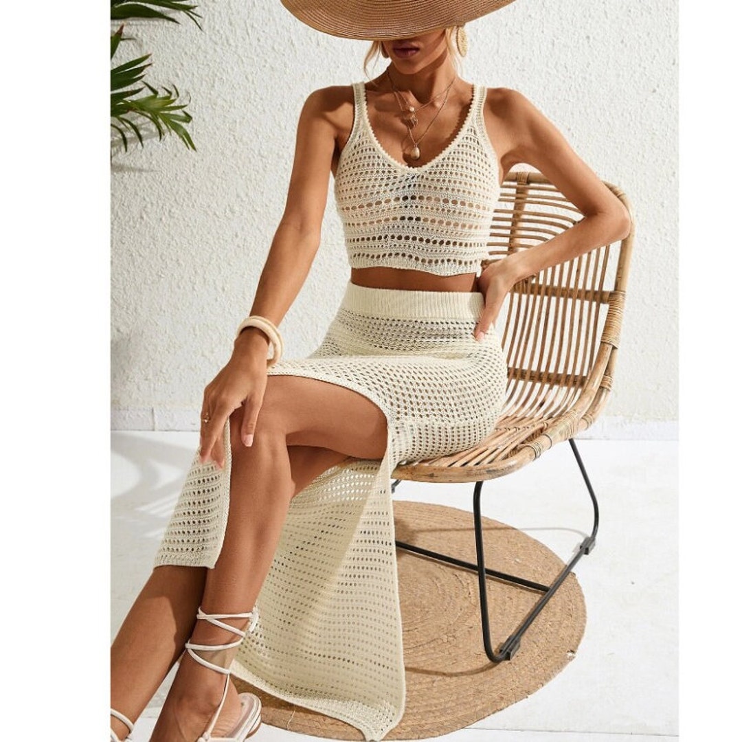 Crochet Beach Set, Matching Set Crochet Cover up Set, Festival Outfit