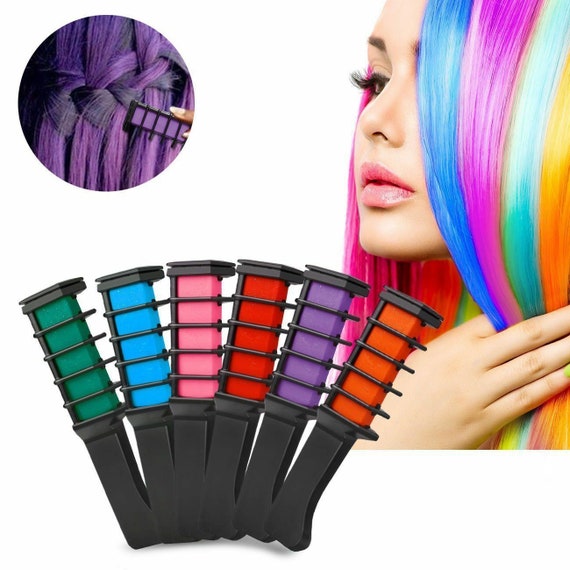 6 PCS Temporary Hair Chalk Hair Colour Comb Dye Salon Kits Etsy