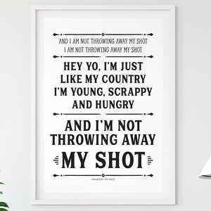 Hamilton Musical, Hamilton Print, My Shot, Song Poster, Alexander Hamilton, Hamilton Decor, Hamilton the Musical, Digital Download