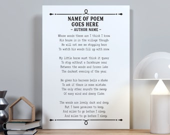 Personalized Poem Print Custom Gift, Poetry Lover Printable, Poem Wall Art, Classroom Decor, Teacher Gift Poster Instant Download