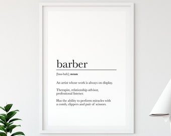 Barber Definition Print: Hairstylist Gift, Shop Wall Art (Digital Download)