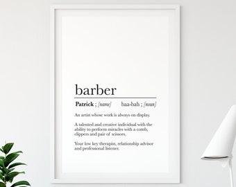 Personalized Barber Definition Art Print: Hairstylist Gift (Digital Download)