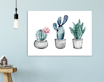 Succulents Cactus Wall Art, Modern Home Decor, Desert Print, Botanical Print, Succulent Art