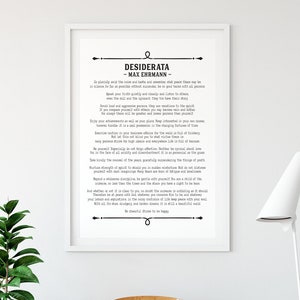 Desiderata Poem Art Print Max Ehrmann Quote, Poetry Lover Gift, Poetry Poster, Book Lover Gift, Printable Wall Art, Instant Download