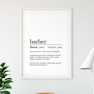 Personalized Barber Definition Art Print: Hairstylist Gift (Digital Download)