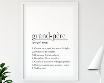 Grand Pere French Definition Print: Grandfather Wall Art (Digital Download)