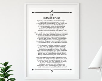Rudyard Kipling IF Poem Print, Poetry Lover Gift, Printable Famous Poem, Inspirational Literature, Living Room Art, You'll Be A Man My Son