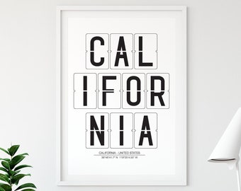 California Airport Sign Art Print: Modern Travel Poster (Digital Download)