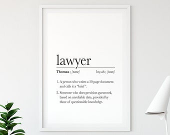 Personalized Lawyer Definition Art Print: Funny Law Office Decor (Digital Download)