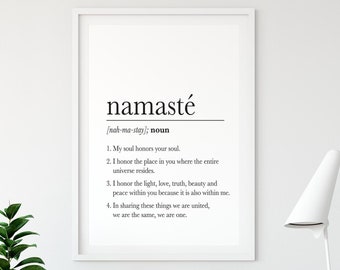 Namaste Definition Print, Zen Yoga Poster, Meditation Printable Wall Art