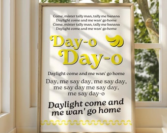 Beetlejuice 'Banana Boat Song' Lyrics Print: Harry Belafonte Wall Art (Digital Download)