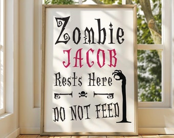 Personalized Zombie Halloween Poster: Spooky Kids Room Decor (Digital Download)