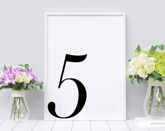 Number Five, Number 5, Number Wall Decor, B&W Typography, Typography Art, Minimalist Home Wall Art Decor, Number Poster, Typography Print