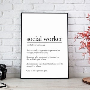 Social Worker Gift Definition Print, Social Worker Graduation Gift, Social Work Thank You Print, Digital Download
