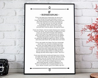 IF Poem Print Rudyard Kipling, Poetry Lover Gift, Instant Download