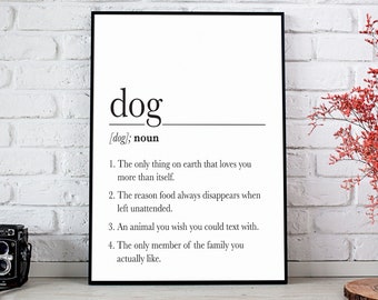 Dog Poster Wall Art, Dog Lover Gift, Dictionary Definition, Digital Download