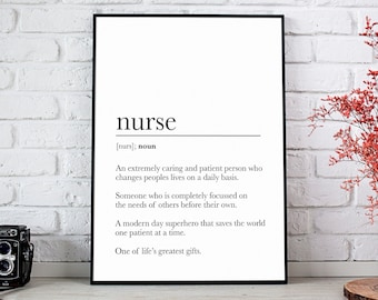 Nurse Gift Definition Poster Print, Nurse Graduation Gift, Medical Student Print, Doctor Office Decor, Quote Print Wall Art