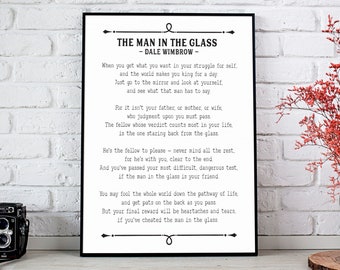 The Man In The Glass, Poem Print, Guy In The Glass, Dale Wimbrow, Poetry Lover Gift, Poem Wall Art