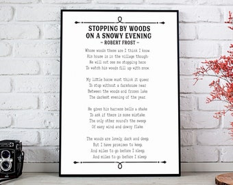 Robert Frost Poem Print, Poetry Lover Gift, Poem Wall Art, Book Lover Gift, Printable Wall Art, Instant Download