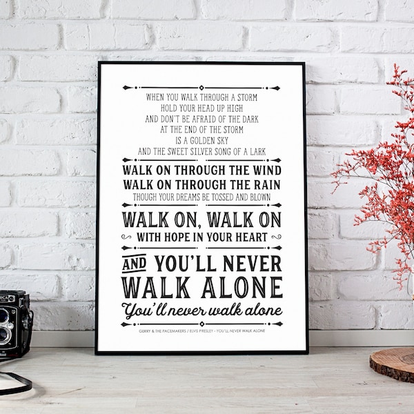 You'll Never Walk Alone Print, Liverpool FC Champions, Song Poster, Gift For Him, Printable Wall Art, Instant Download