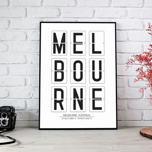 Melbourne Australia Print, Melbourne Coordinates, Australia Poster, Printable Wall Art, City Name Map Coordinates INSTANT DOWNLOAD image 1